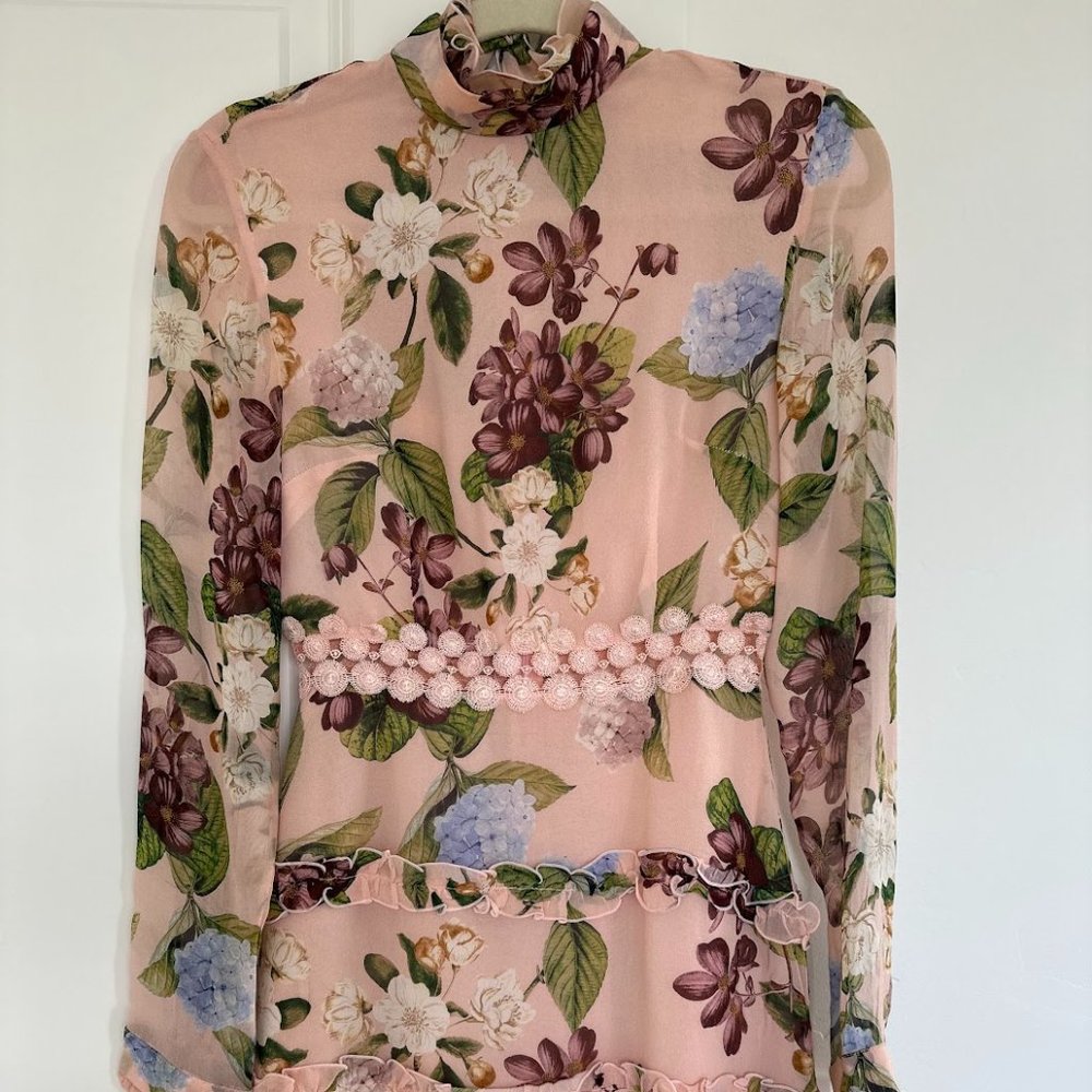 Nicholas Floral Silk Long Sleeve Dress